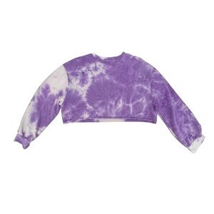 SHEIN Purple Tie Dye Crop Long Sleeve Sweatshirt Size Large Women’s